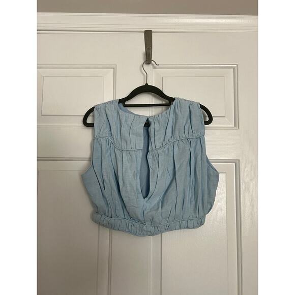 NWT Free People Girl and the Sun Sky Blue Cropped Sleeveless Top - Picture 4 of 9